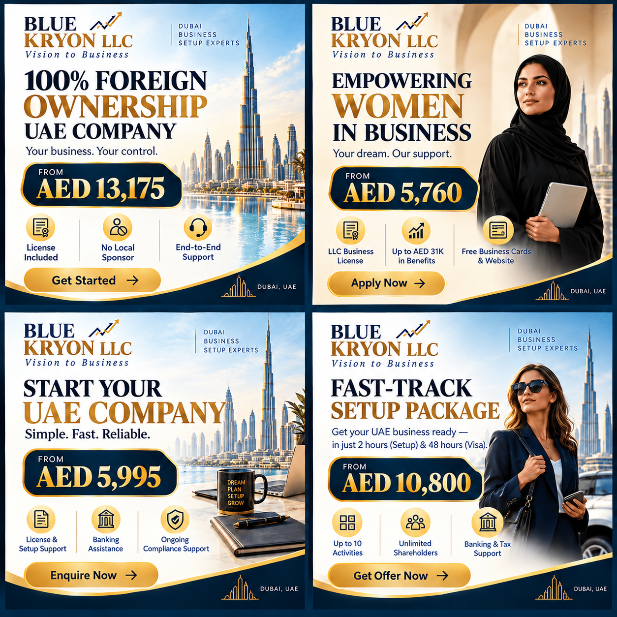 Dubai Business Setup Ad Collage